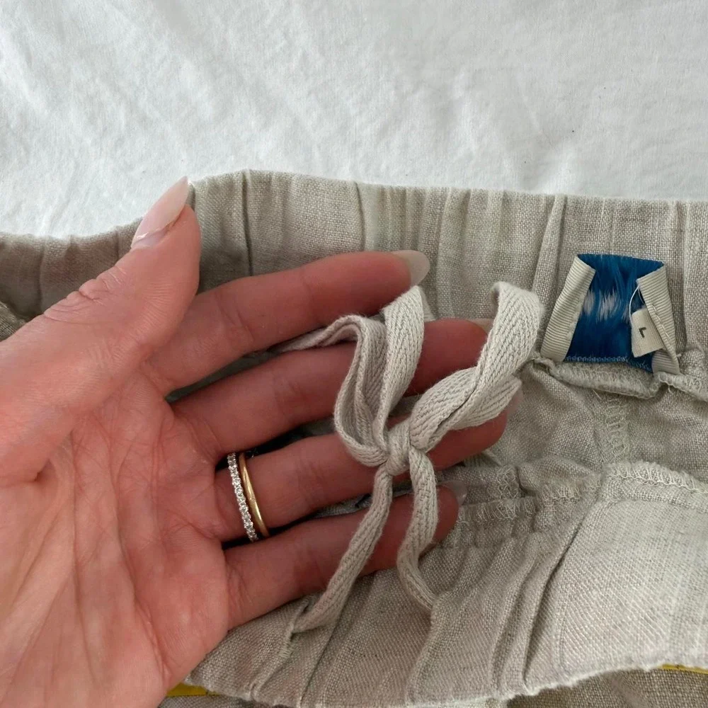 Bound Linen Pull On Tapered Pants Mens L Lightweight Old Money Beachy Coastal